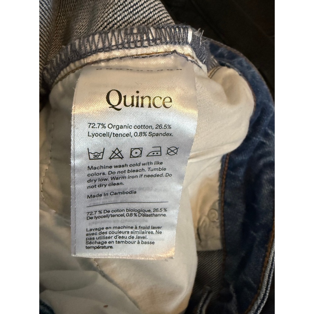 Quince Bella Stretch Barrel Jeans Atlantic Blue 32 Organic Cotton 28 Inseam - Picture 7 of 10